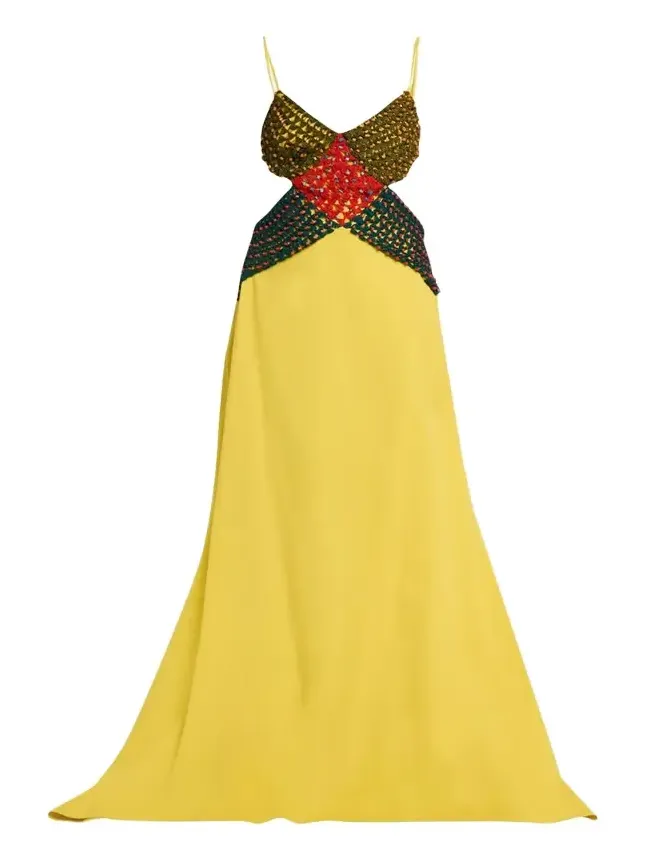 Crochet Crossing Cutout Maxi Dress Crochet Crossing Cutout Maxi Dress