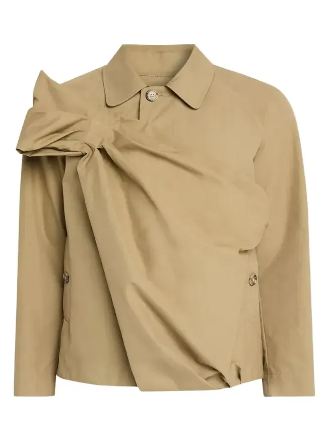 Men's Pleated Bow Shirt Jacket