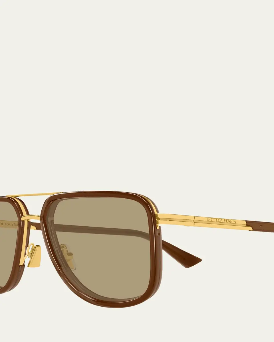 Bottega Veneta 56mm Acetate & Metal Aviator Sunglasses | Thumbnail 3