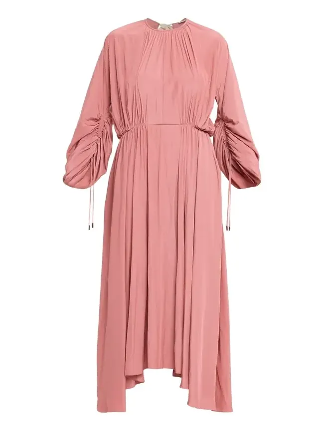 Gathered Charmeuse Long-Sleeve Maxi Dress Gathered Charmeuse Long-Sleeve Maxi Dress