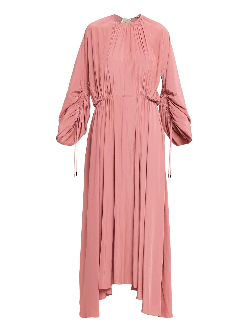 Gathered Charmeuse Long-Sleeve Maxi Dress Gathered Charmeuse Long-Sleeve Maxi Dress