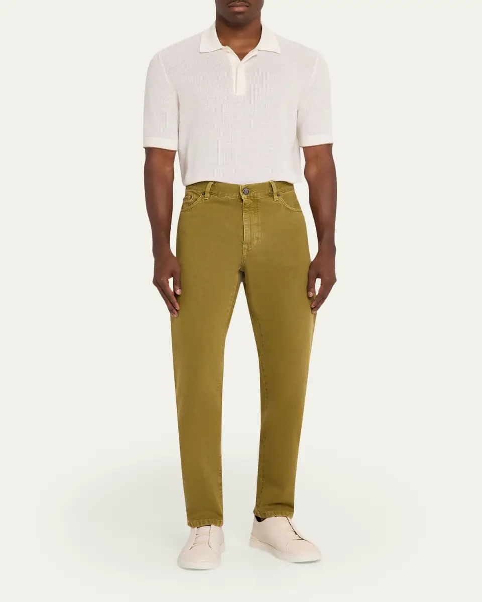 ZEGNA Men's Roccia Pure Cotton Slim-Fit Pants | Thumbnail 2
