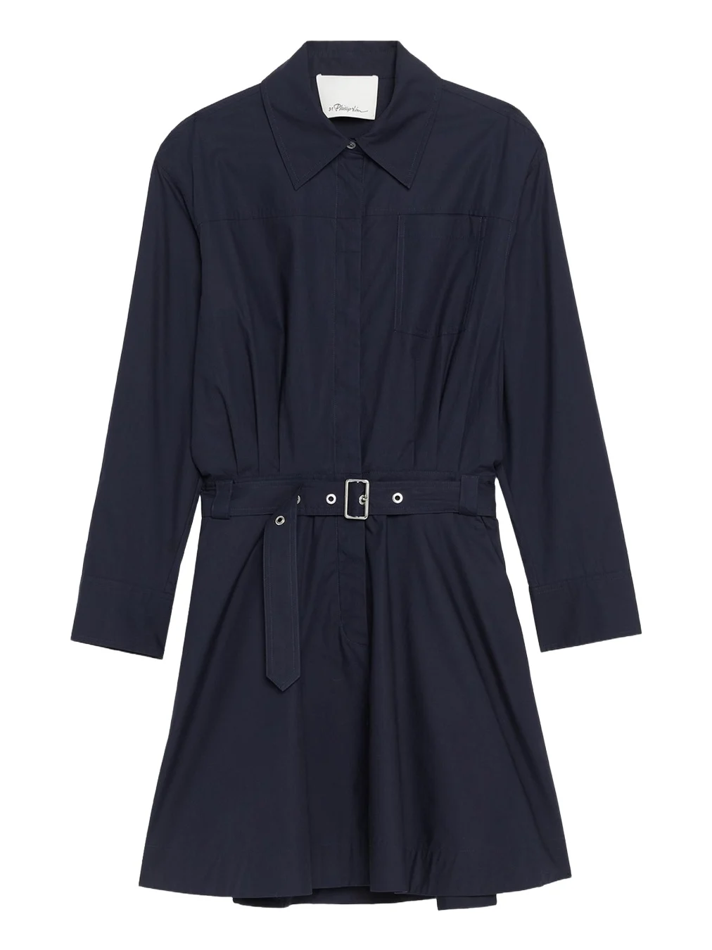 Long-Sleeve Belted Cotton Mini Dress Long-Sleeve Belted Cotton Mini Dress