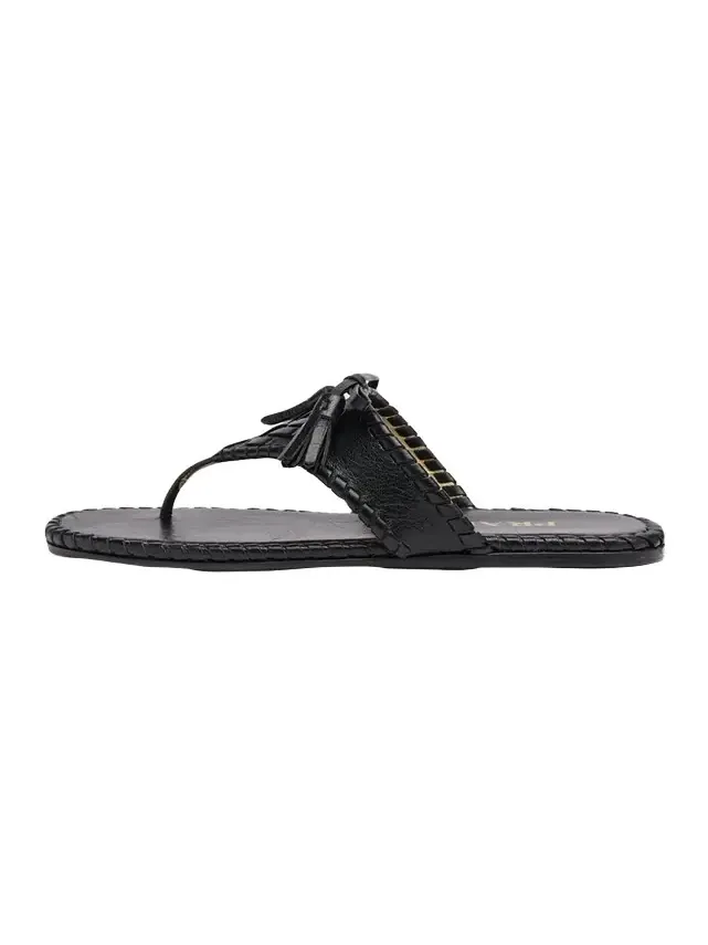 Prada Sienna Threaded Leather Thong Sandals