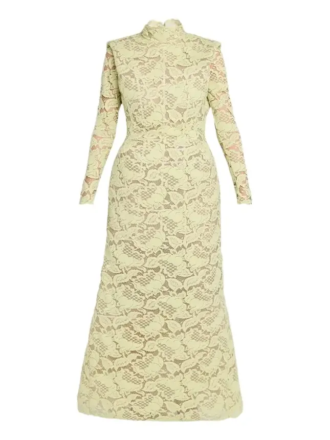 Marc Jacobs Runway Sculptural Lace Long-Sleeve Bow Trumpet Gown