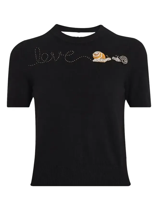 Snail Love Short-Sleeve Cashmere Sweater