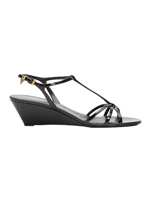 Prada 55mm Patent Leather Wedge Sandals | Thumbnail 1 Prada 55mm Patent Leather Wedge Sandals | Thumbnail 1