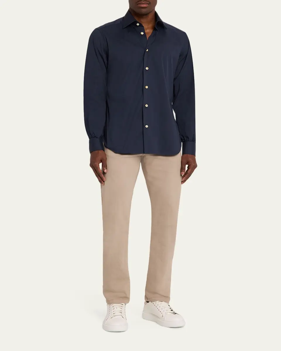 Kiton Men's Solid Cotton Sport Shirt | Thumbnail 2 Kiton Men's Solid Cotton Sport Shirt | Thumbnail 2