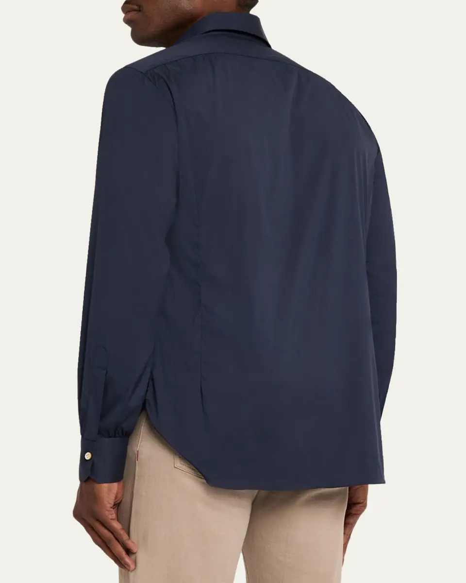 Kiton Men's Solid Cotton Sport Shirt | Thumbnail 3 Kiton Men's Solid Cotton Sport Shirt | Thumbnail 3