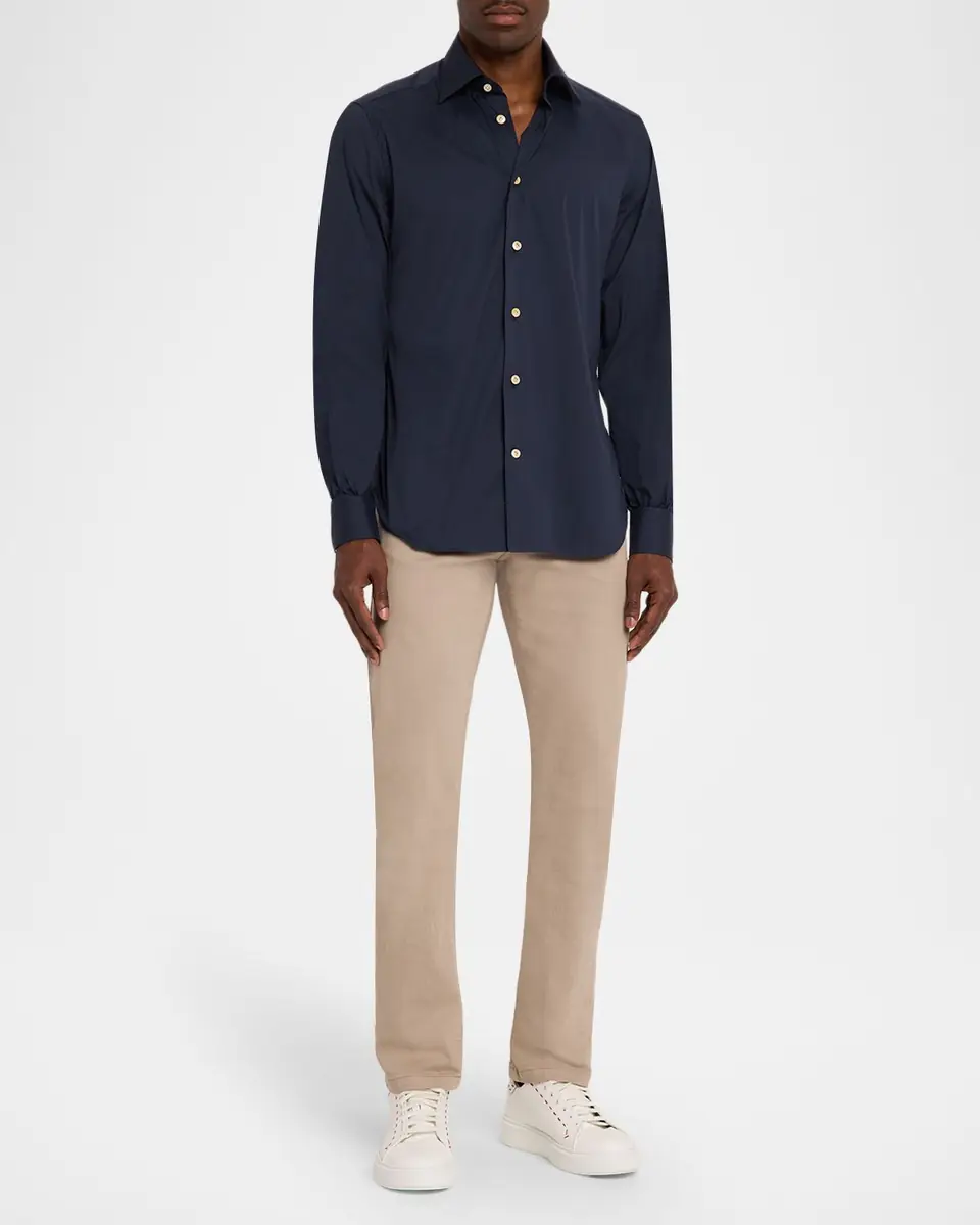 Kiton Men's Solid Cotton Sport Shirt | Thumbnail 6 Kiton Men's Solid Cotton Sport Shirt | Thumbnail 6