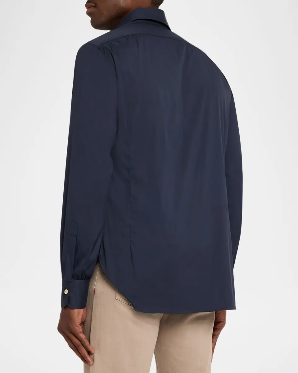 Kiton Men's Solid Cotton Sport Shirt | Thumbnail 7 Kiton Men's Solid Cotton Sport Shirt | Thumbnail 7