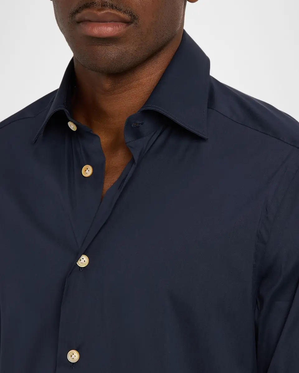 Kiton Men's Solid Cotton Sport Shirt | Thumbnail 9 Kiton Men's Solid Cotton Sport Shirt | Thumbnail 9