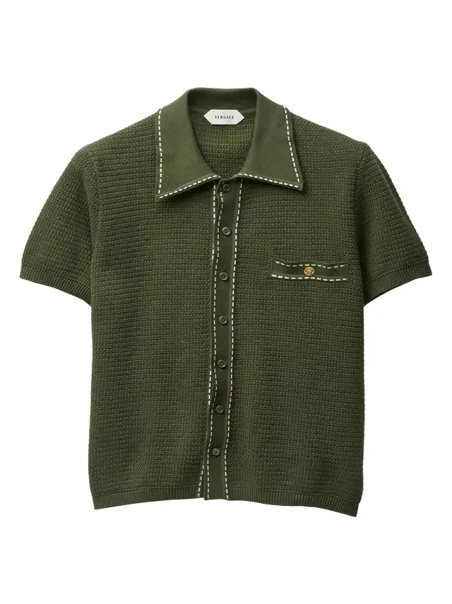 Cotton Knit Button-Down Sweater