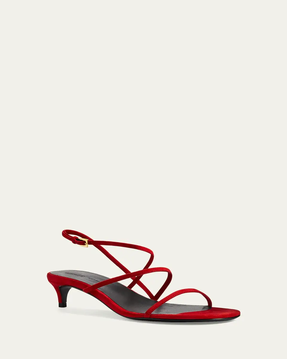 Khaite Loop Suede Kitten-Heel Sandals | Thumbnail 2 Khaite Loop Suede Kitten-Heel Sandals | Thumbnail 2