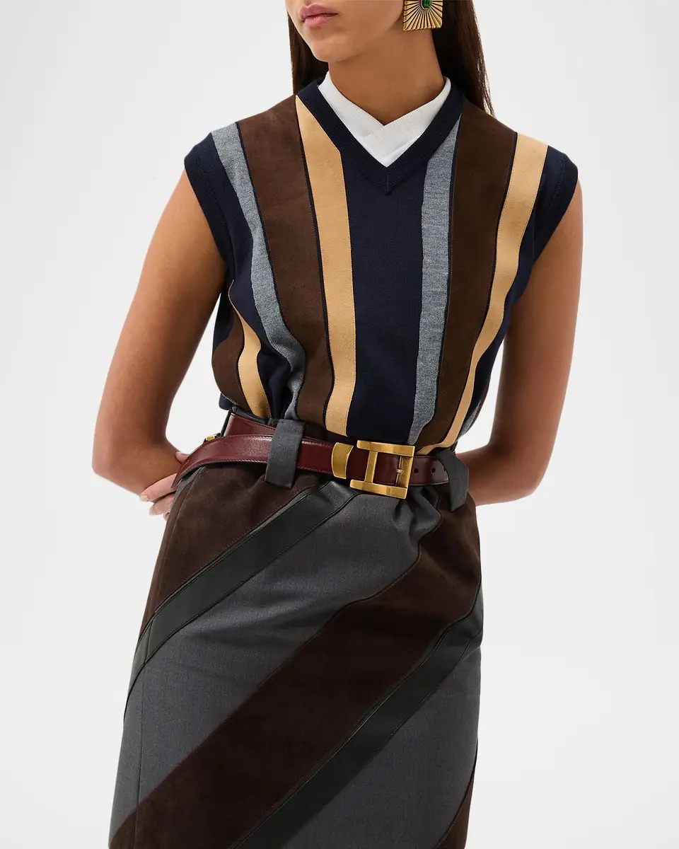 Versace Suede Patchwork Sweater Vest | Thumbnail 4