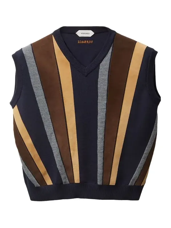 Versace Suede Patchwork Sweater Vest