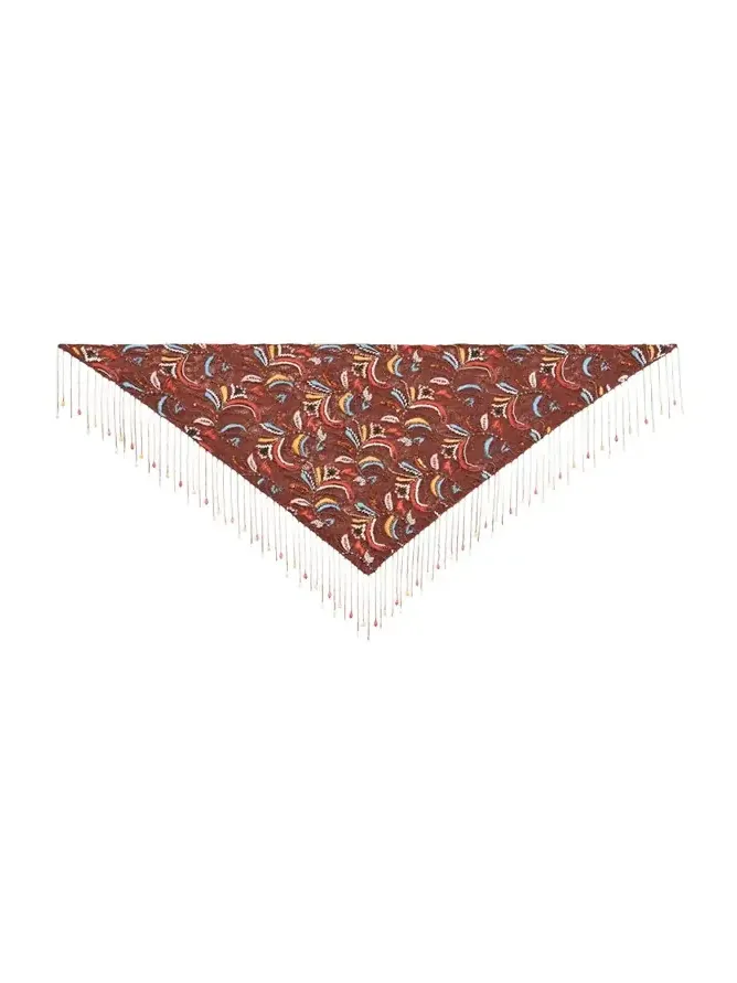 Embroidered Lace Beaded Foulard Embroidered Lace Beaded Foulard