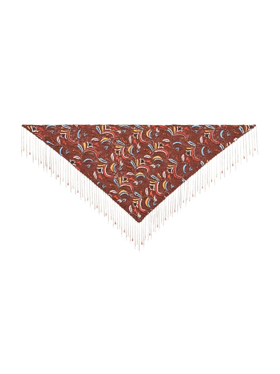 Embroidered Lace Beaded Foulard