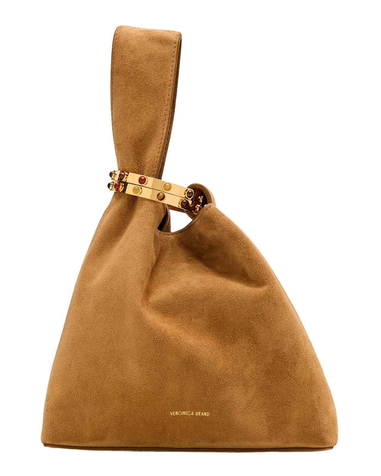 Veronica Beard Swing Bracelet-Embellished Suede Wristlet Bag