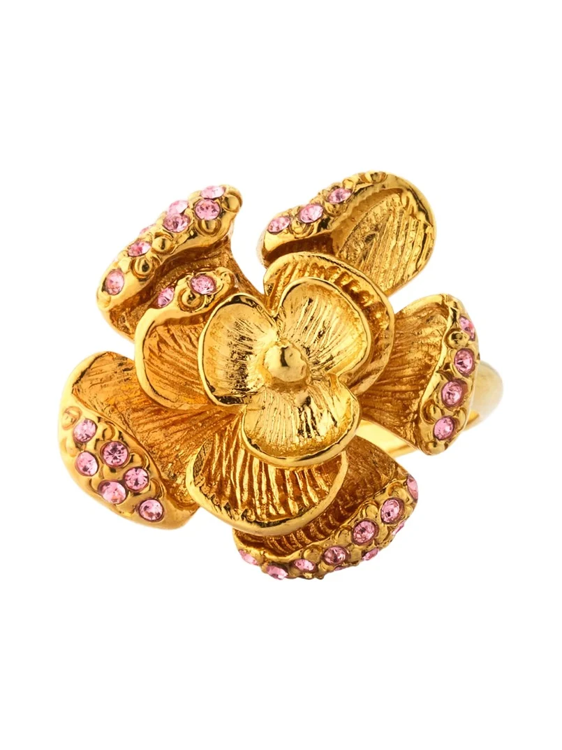 Rose Ring with Pave Crystals