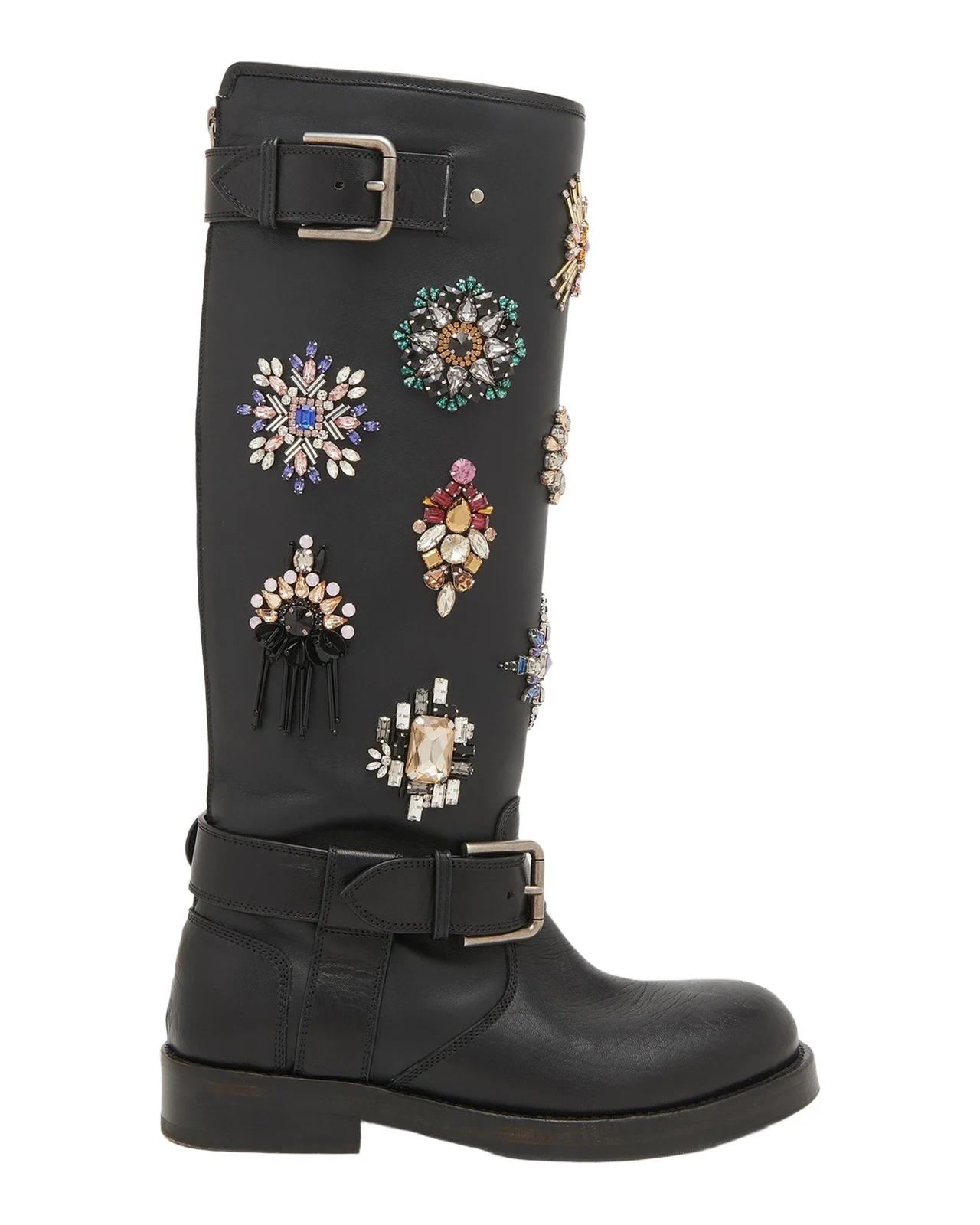 Embellished Leather Knee-High Boots Embellished Leather Knee-High Boots