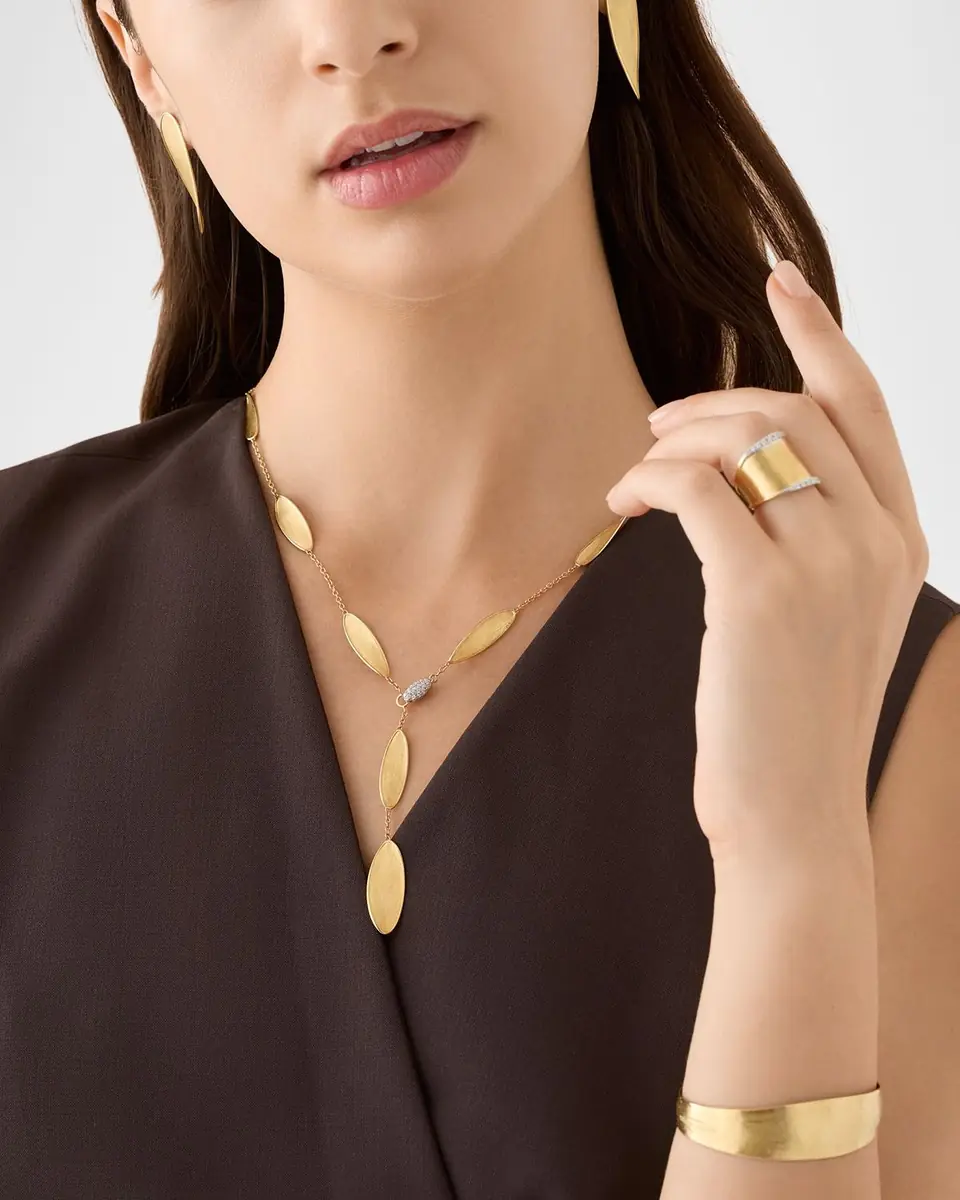 Marco Bicego 18K Gold Lunaria Twist Lariat with Diamond Pave Clasp | Thumbnail 3 Marco Bicego 18K Gold Lunaria Twist Lariat with Diamond Pave Clasp | Thumbnail 3