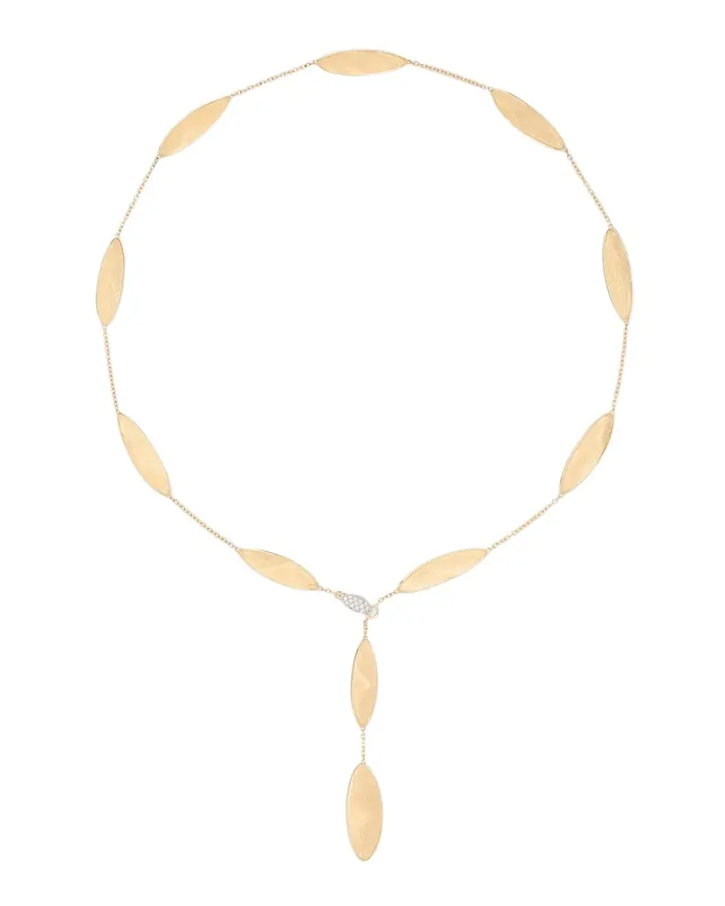 18K Gold Lunaria Twist Lariat with Diamond Pave Clasp 18K Gold Lunaria Twist Lariat with Diamond Pave Clasp