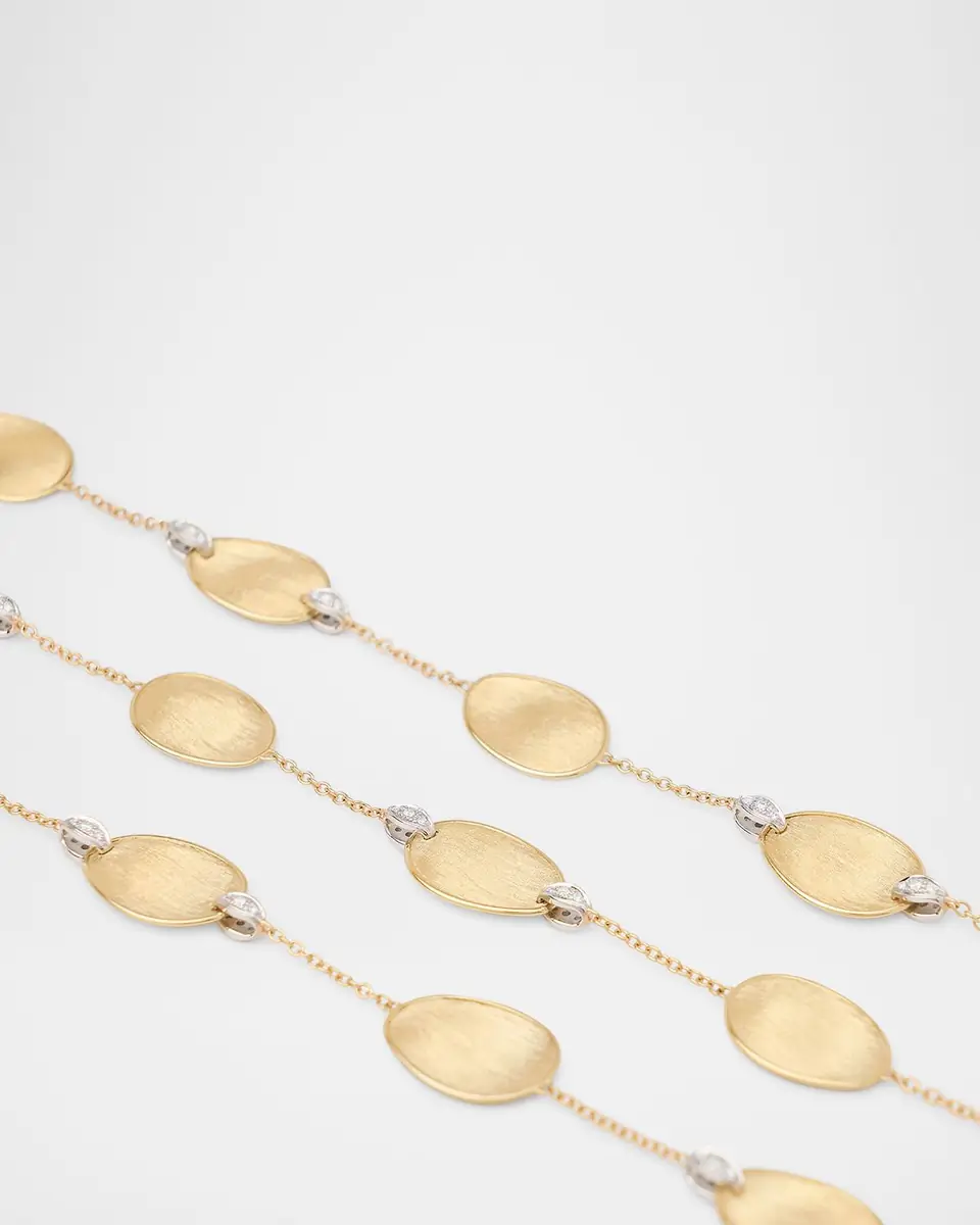 Marco Bicego 18K Gold Lunaria Long Necklace with Diamond Accents | Thumbnail 3 Marco Bicego 18K Gold Lunaria Long Necklace with Diamond Accents | Thumbnail 3