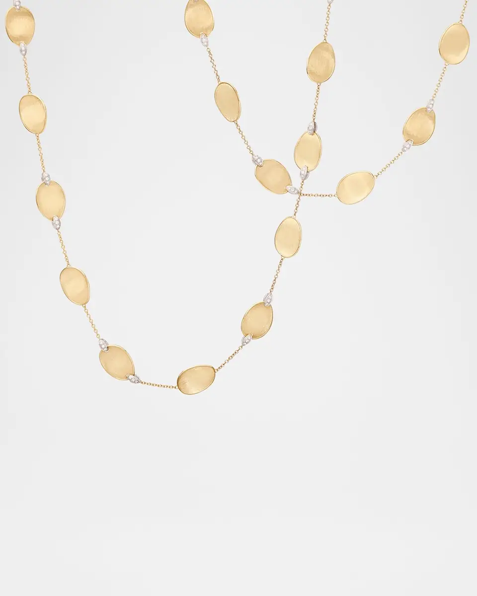 Marco Bicego 18K Gold Lunaria Long Necklace with Diamond Accents | Thumbnail 4 Marco Bicego 18K Gold Lunaria Long Necklace with Diamond Accents | Thumbnail 4