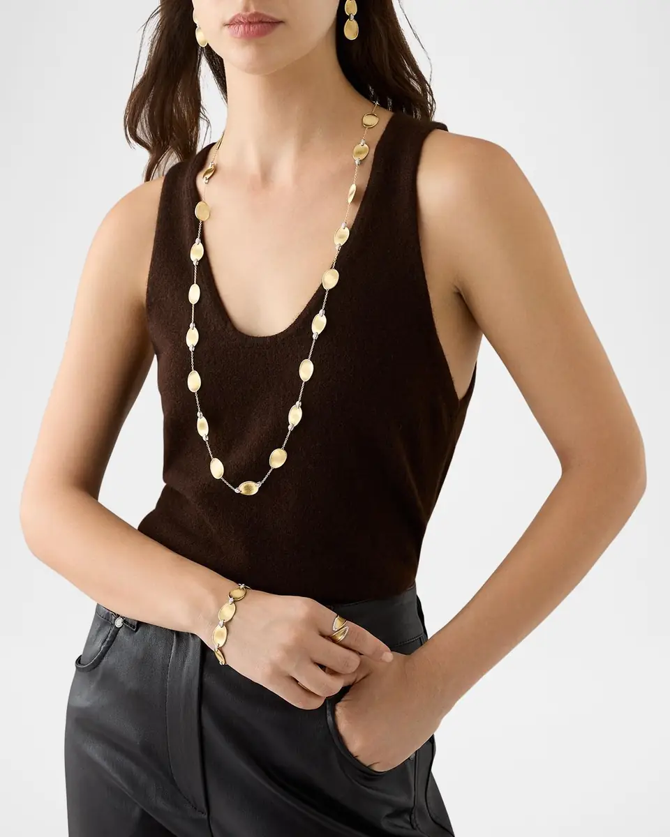 Marco Bicego 18K Gold Lunaria Long Necklace with Diamond Accents | Thumbnail 5 Marco Bicego 18K Gold Lunaria Long Necklace with Diamond Accents | Thumbnail 5