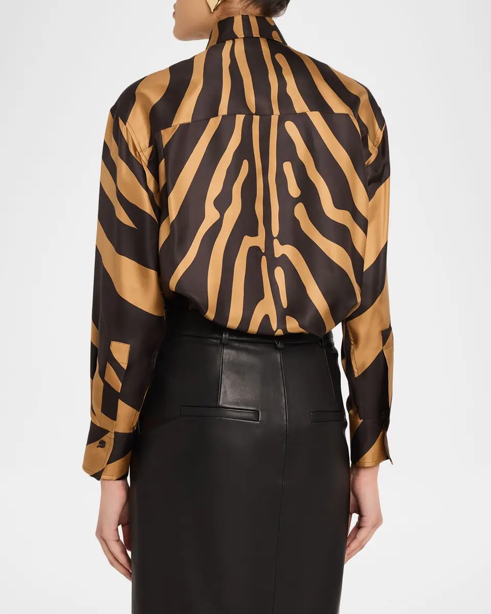 Ferragamo Zebra Silk Twill Button-Down Shirt | Thumbnail 3 Ferragamo Zebra Silk Twill Button-Down Shirt | Thumbnail 3
