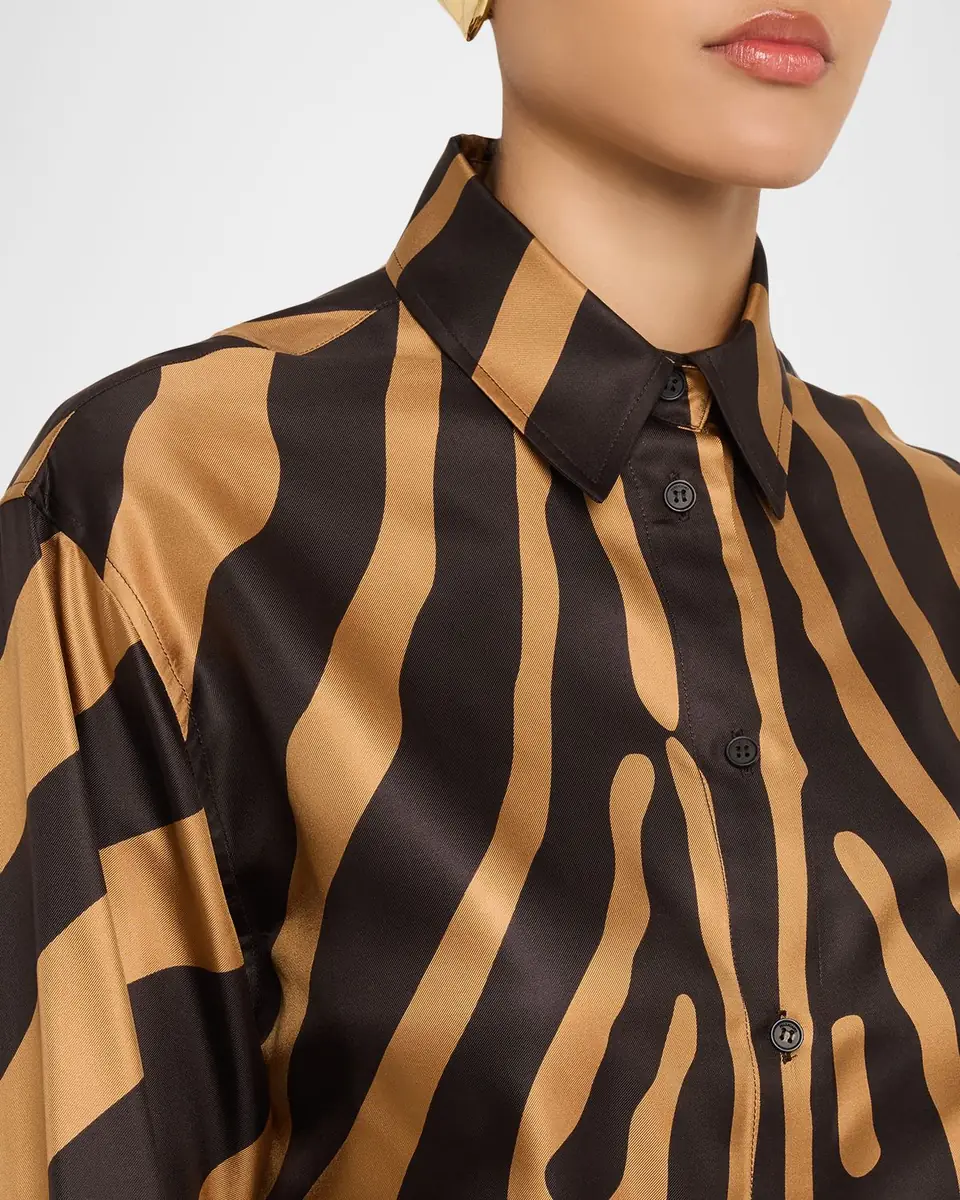 Ferragamo Zebra Silk Twill Button-Down Shirt | Thumbnail 5 Ferragamo Zebra Silk Twill Button-Down Shirt | Thumbnail 5