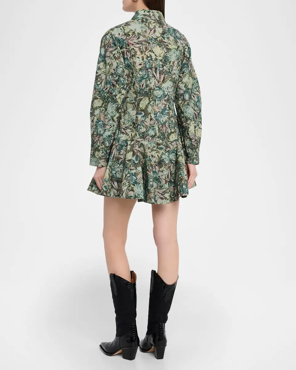 Ganni Long-Sleeve Tapestry Floral Mini Dress | Thumbnail 3 Ganni Long-Sleeve Tapestry Floral Mini Dress | Thumbnail 3