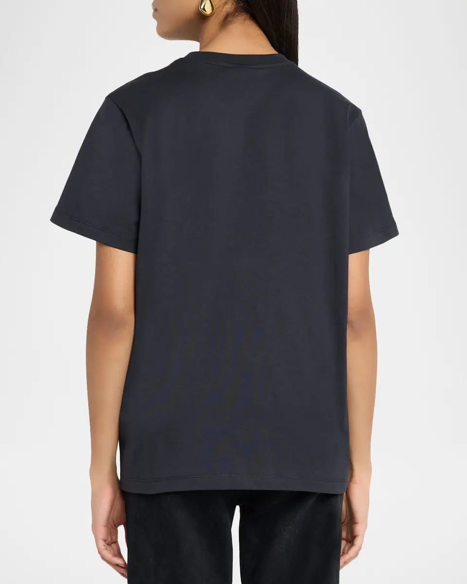 Ganni Cotton-Jersey Crewneck Logo Tee | Thumbnail 3
