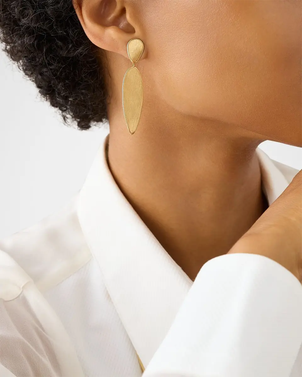 Marco Bicego 18K Yellow Gold Lunaria Twist Double Drop Earrings | Thumbnail 3 Marco Bicego 18K Yellow Gold Lunaria Twist Double Drop Earrings | Thumbnail 3
