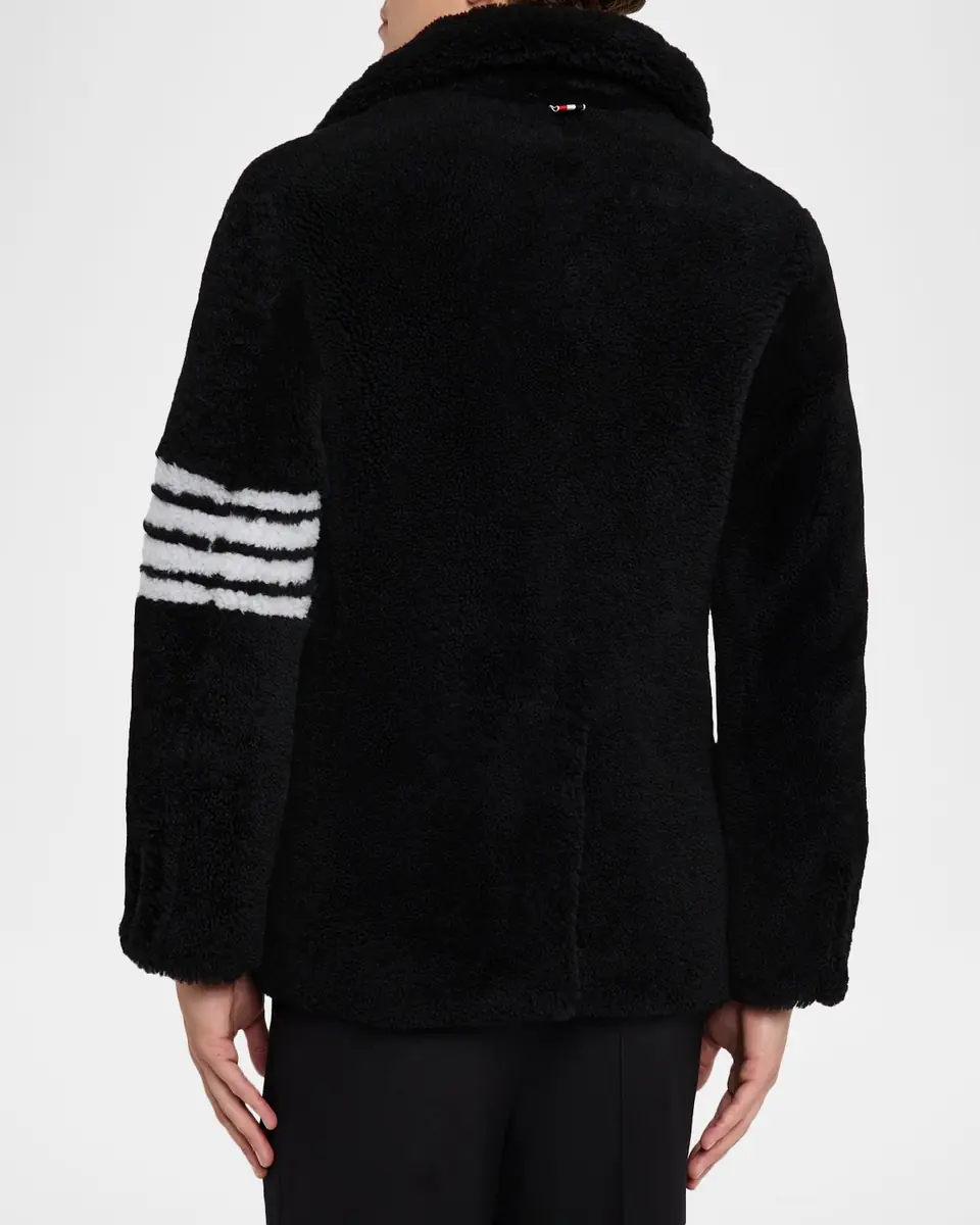 Thom Browne Men's Shealing 4-Bar Unconstructed Peacoat | Thumbnail 3