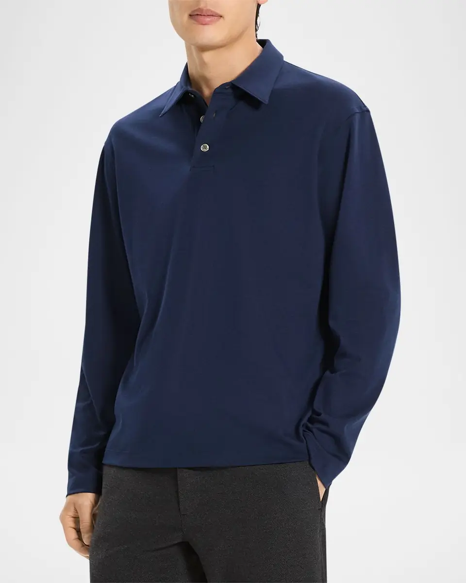 Theory Men's City Cotton Long-Sleeve Polo Shirt | Thumbnail 3 Theory Men's City Cotton Long-Sleeve Polo Shirt | Thumbnail 3