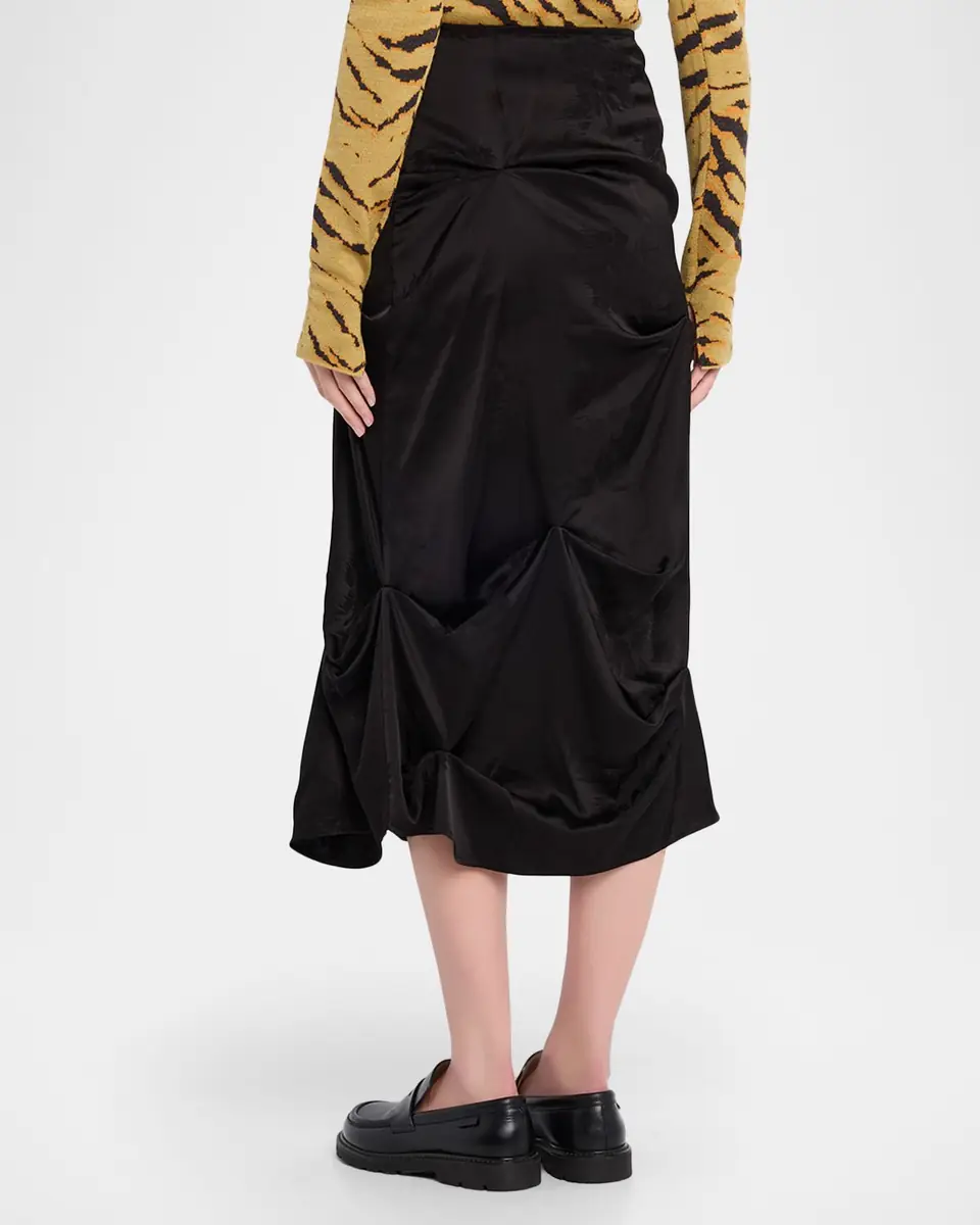Ganni Fluid Satin Jacquard Draped Skirt | Thumbnail 3