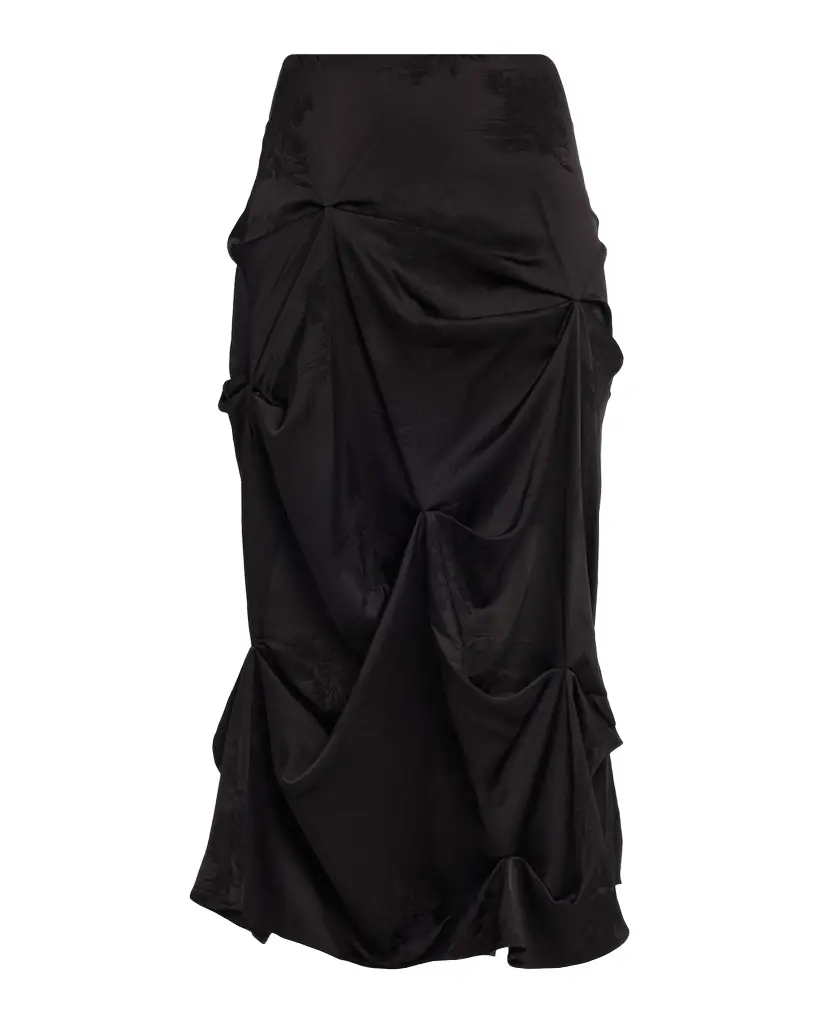 Ganni Fluid Satin Jacquard Draped Skirt | Image 1 Ganni Fluid Satin Jacquard Draped Skirt | Image 1