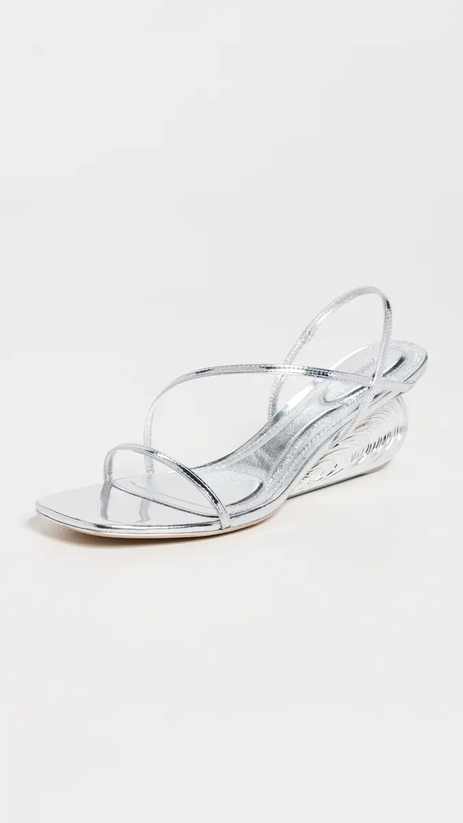 SIMKHAI Bridget Oyster Shell Wedge Sandals Silver | Thumbnail 2 SIMKHAI Bridget Oyster Shell Wedge Sandals Silver | Thumbnail 2