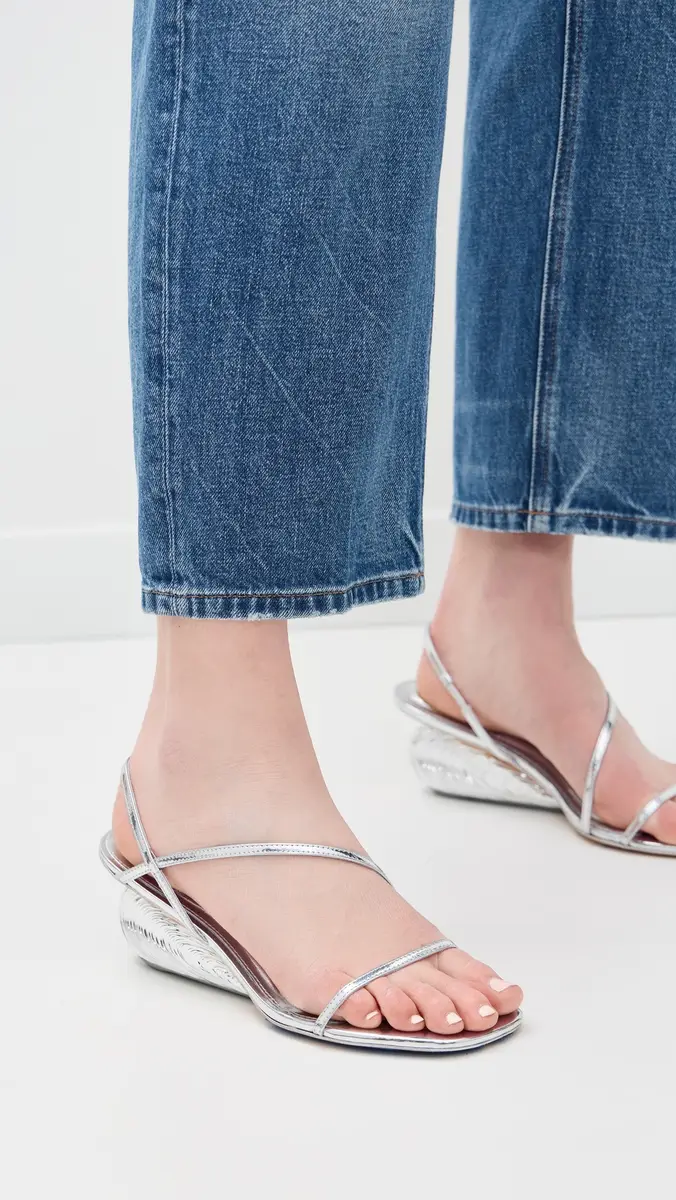 SIMKHAI Bridget Oyster Shell Wedge Sandals Silver | Thumbnail 3 SIMKHAI Bridget Oyster Shell Wedge Sandals Silver | Thumbnail 3