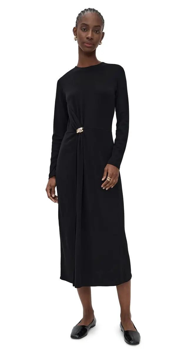 Vince ong Sleeve Side Drape Dress Black | Image 1 Vince ong Sleeve Side Drape Dress Black | Image 1