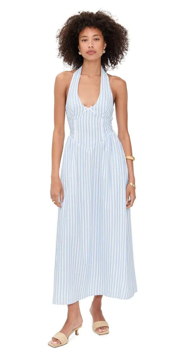 Seven Wonders Calianna Midi Dress Sky Blue Stripe | Image 1 Seven Wonders Calianna Midi Dress Sky Blue Stripe | Image 1