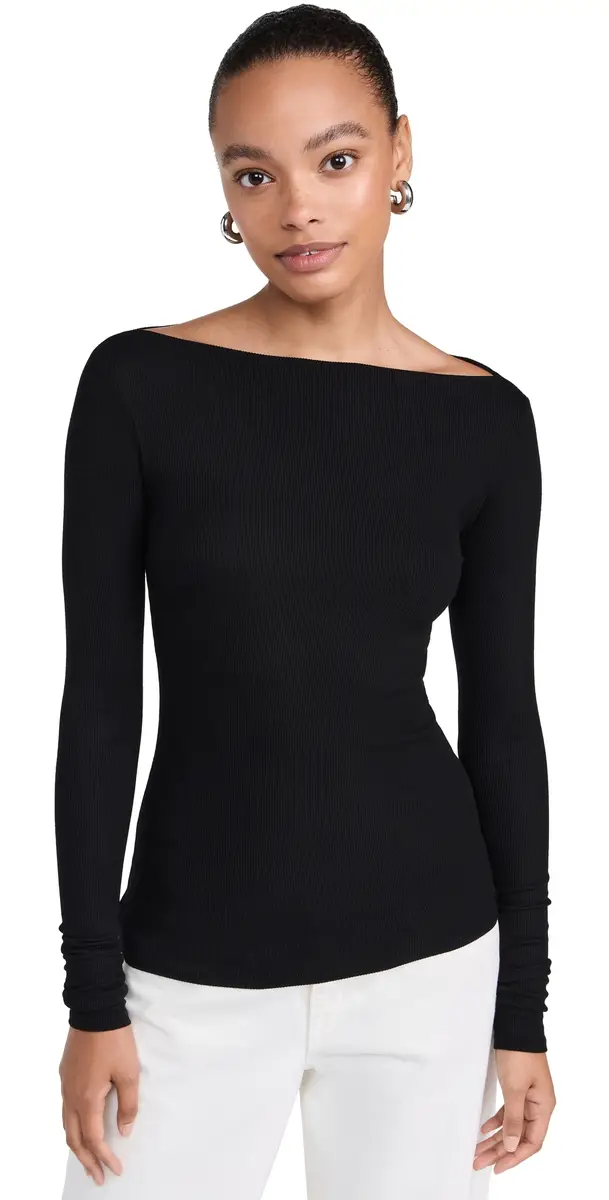 ENZA COSTA Silk Knit Boat Neck Top