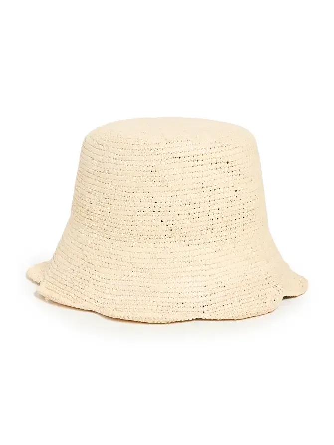 Packable Scallop Straw Bucket Hat Packable Scallop Straw Bucket Hat