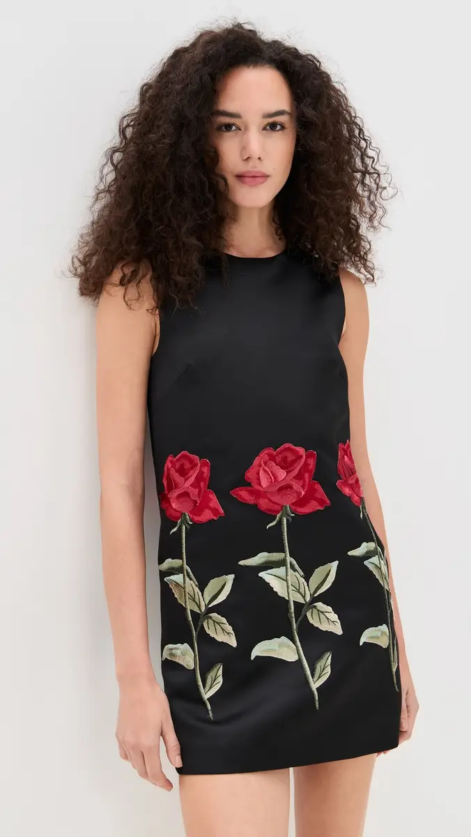 Leo Lin Yvonne Embroidered Mini Dress Ebony | Thumbnail 2 Leo Lin Yvonne Embroidered Mini Dress Ebony | Thumbnail 2