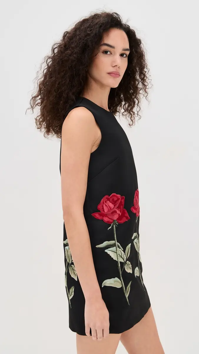 Leo Lin Yvonne Embroidered Mini Dress Ebony | Thumbnail 4 Leo Lin Yvonne Embroidered Mini Dress Ebony | Thumbnail 4