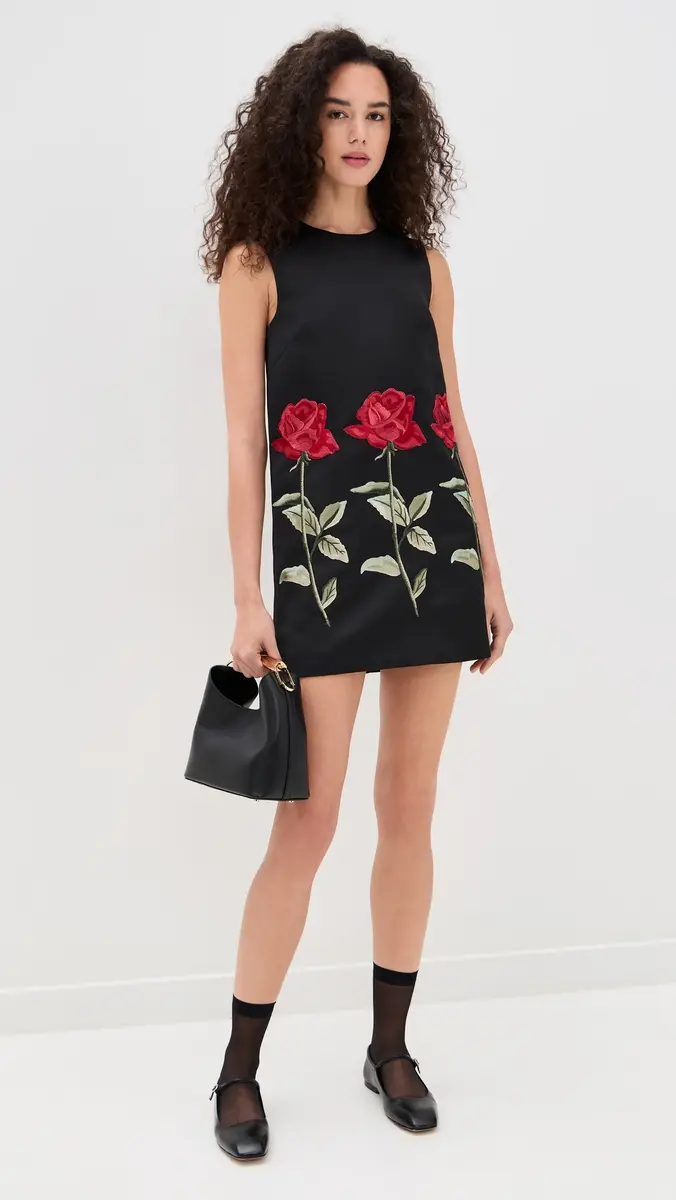 Leo Lin Yvonne Embroidered Mini Dress Ebony | Thumbnail 5 Leo Lin Yvonne Embroidered Mini Dress Ebony | Thumbnail 5
