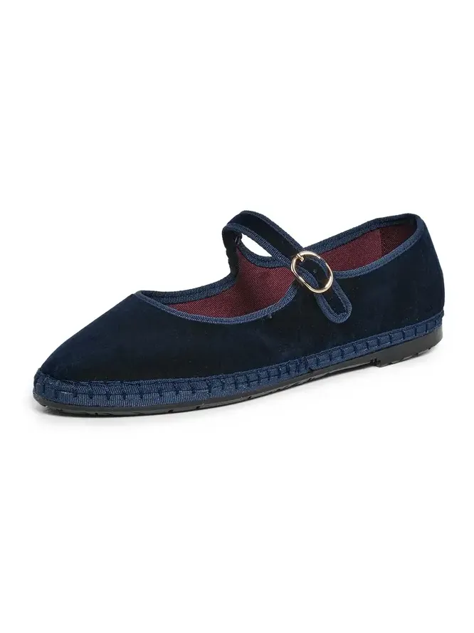 Molly Velvet Mary Jane Flats