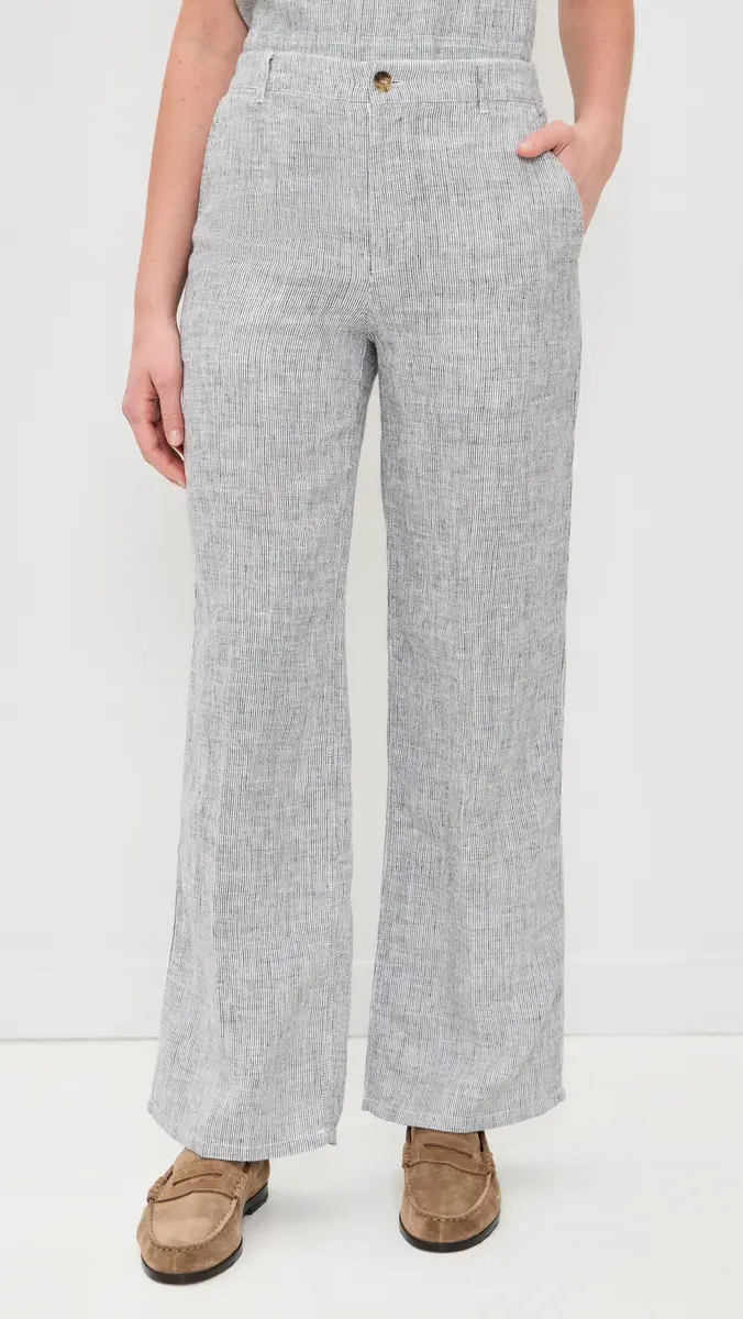 Madewell Zoe Relaxed Linen Pants Black White Mini Stripe | Thumbnail 2 Madewell Zoe Relaxed Linen Pants Black White Mini Stripe | Thumbnail 2